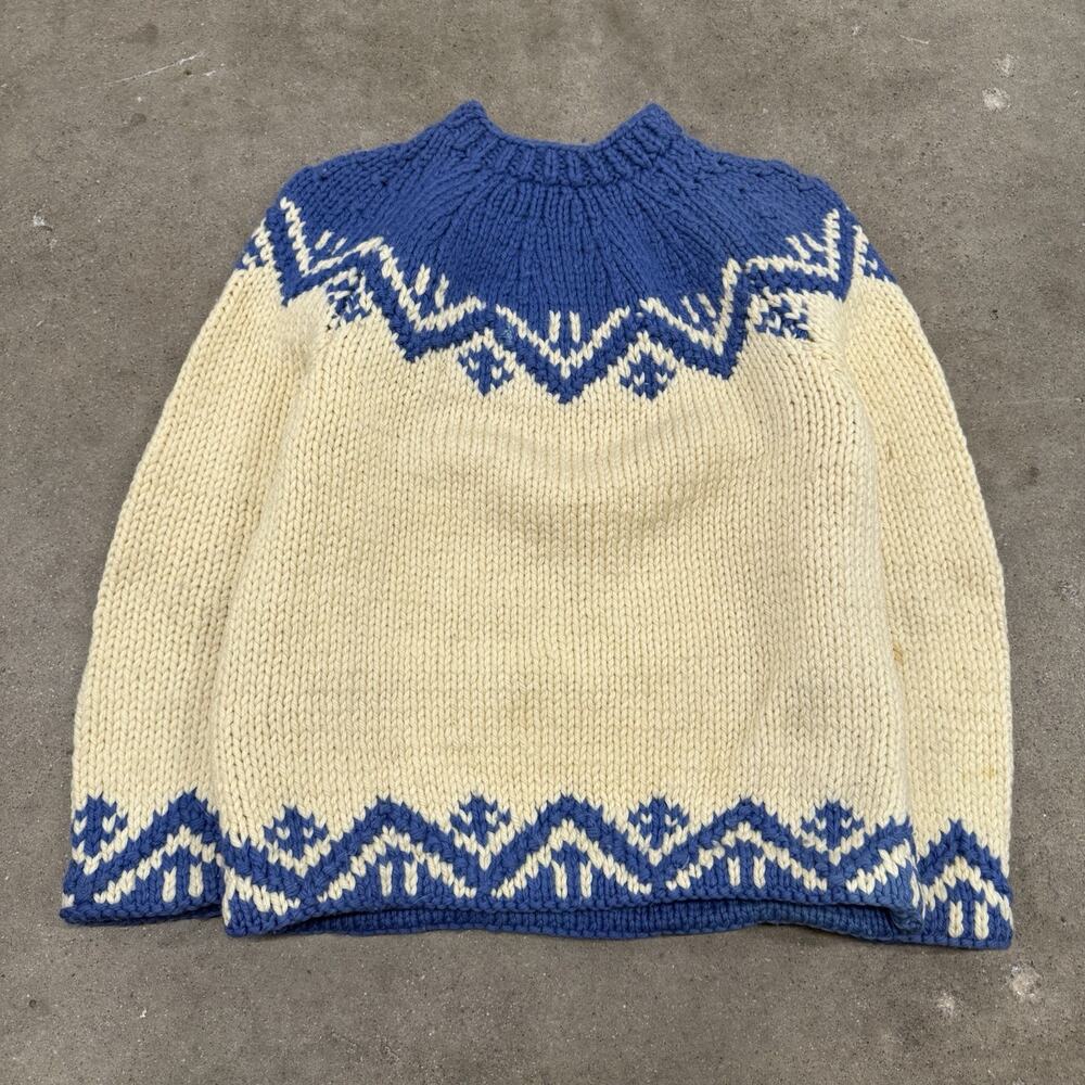 Vintage 60s Edinburgh Hand Made Knit Norway 100% Wool Sweater Fits Men's Medium